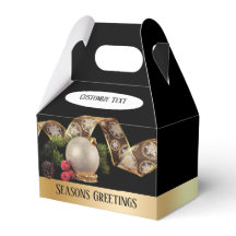 Ornament, Evergreen and Gold Ribbon Favour Box