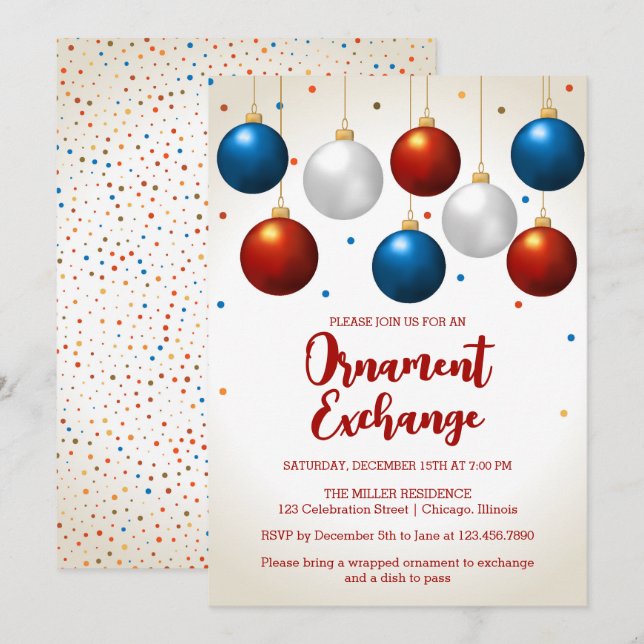 Ornament Exchange Christmas Party  Invitation (Front/Back)