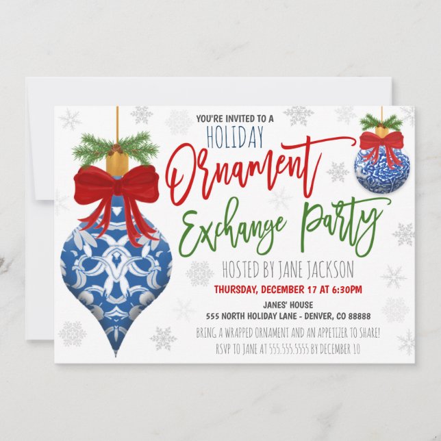 Ornament Exchange Holiday Party Invitation (Front)
