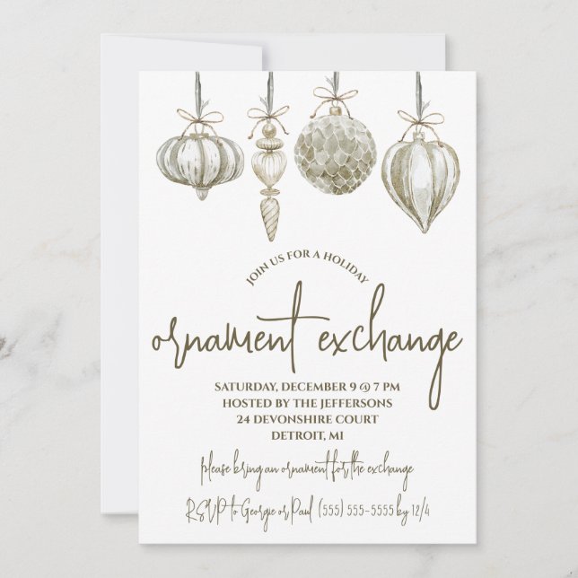 Ornament Exchange Holiday Party Invitation (Front)