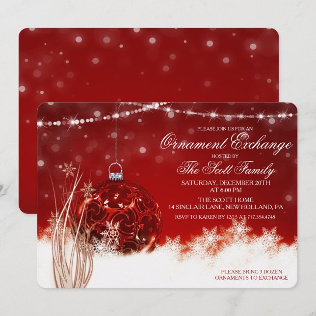 Ornament Exchange Holiday Party Invitation (Front/Back)