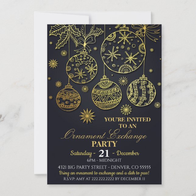 Ornament Exchange Party Invitation (Front)