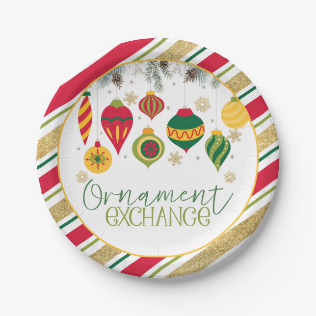 Ornament Exchange Party Plate - WH (Front)