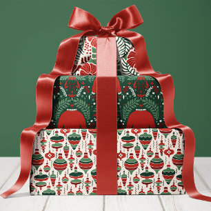 Ornament Floral and Sweater Pattern Christmas Wrapping Paper Sheet