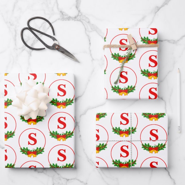 Ornament Frame Christmas Wrapping Paper Sheet (Front)