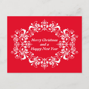 Ornament Frame white + your text & ideas Holiday Postcard