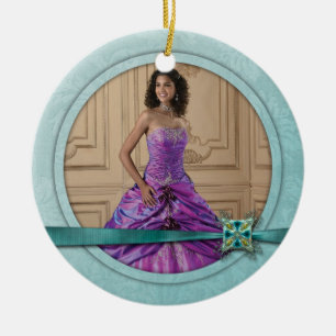 Ornament Girly Teal Jewel Ribbon Sweet 16