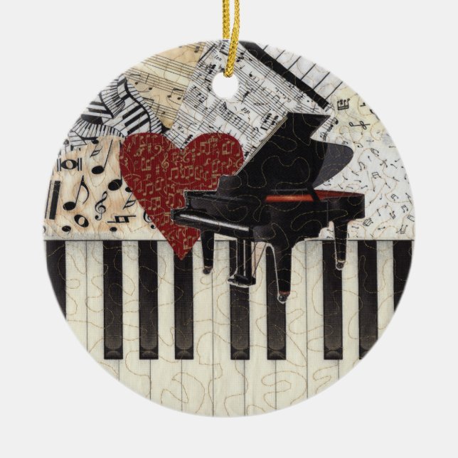 Ornament - Grand Piano with Heart, music, musical (Front)