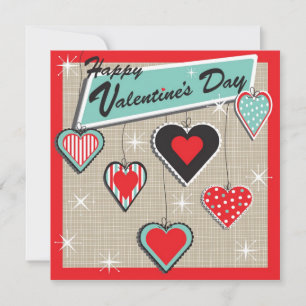 Ornament Hearts Retro Valentine's Day Party Invite
