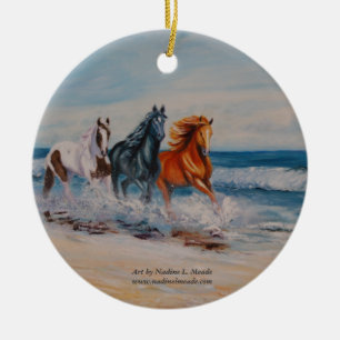 Ornament, Horses in the surf Ceramic Tree Decoration