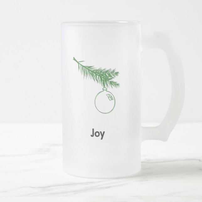 Ornament Joy Frosted Glass Beer Mug (Right)
