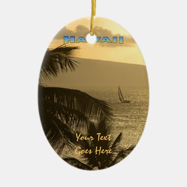 Ornament: Lahaina Sunset #1 (Oval) Ceramic Tree Decoration (Front)