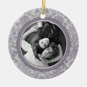 Ornament Lavender Silver Damask Wedding Favour