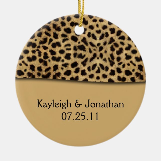 Ornament Leopard Print Wedding Date Keepsake (Front)