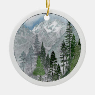 Ornament-mountain snowscene ceramic tree decoration