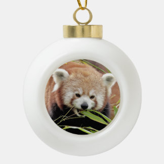 Ornament. noel, red  panda. ceramic ball christmas ornament
