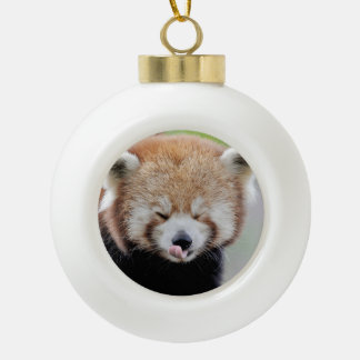 Ornament. noel, red panda. Panda roux. Ceramic Ball Christmas Ornament