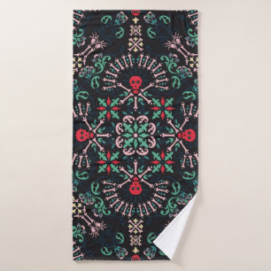 ornament paisley,skulls and bones Bandanna Print,f Bath Towel