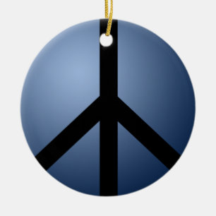 Ornament, Peace, Blue, Round Ceramic Tree Decoration