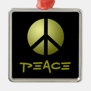 Ornament, Peace, Gold Metal Tree Decoration