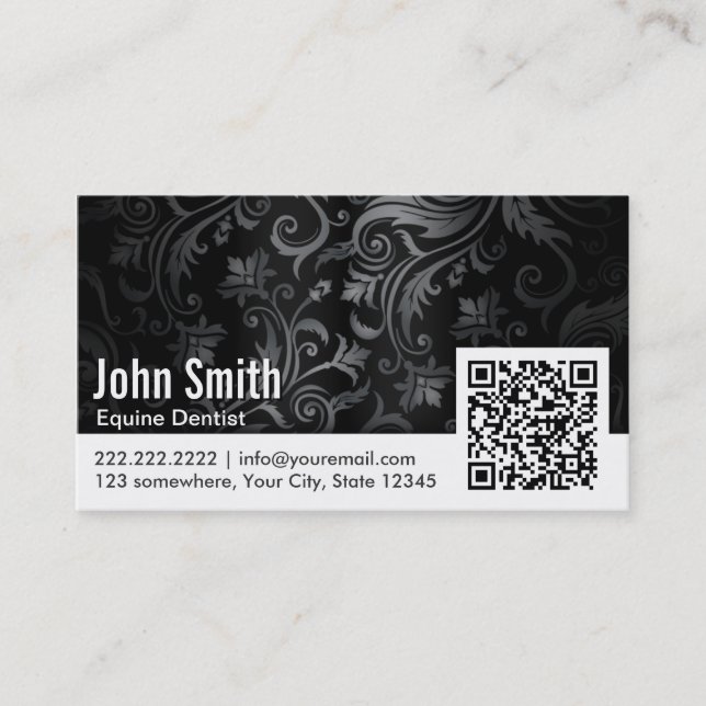 Ornament QR Code Equine Dentist Business Card (Front)