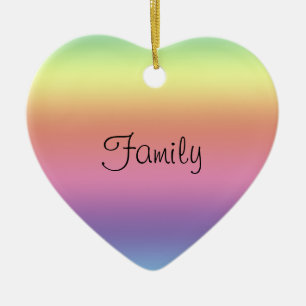 Ornament - rainbow colours and Family Heart