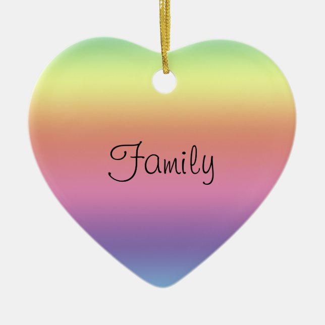 Ornament - rainbow colours and Family Heart (Front)
