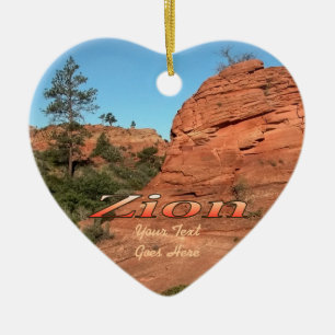 Ornament: Red Rock In Zion (Heart) Ceramic Tree Decoration