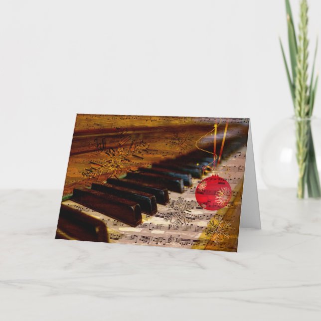 ornament rustic collage piano teacher Cards (Front)