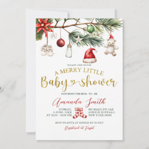 Ornament Santa Merry Little Baby Shower Invitation