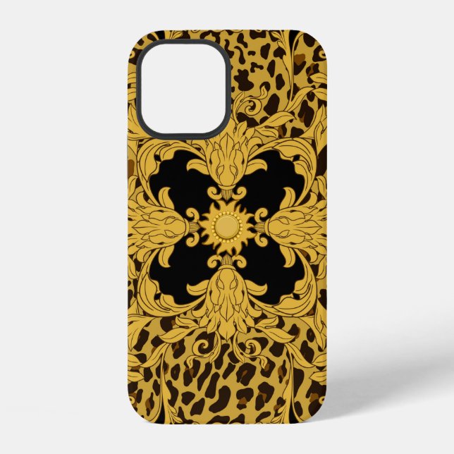 Ornament seamless pattern with leopard and baroque iPhone case (Back)