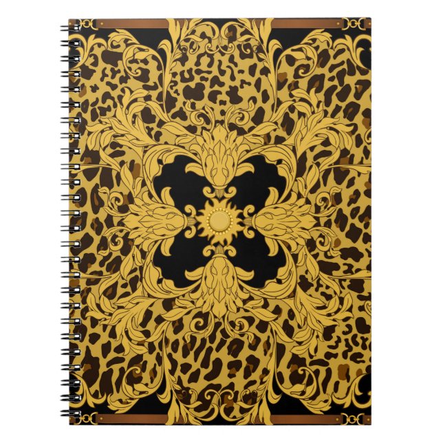 Ornament seamless pattern with leopard and baroque notebook (Front)
