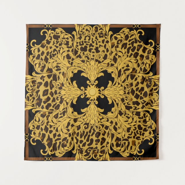 Ornament seamless pattern with leopard and baroque tapestry (Front)