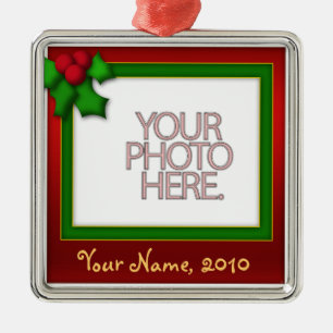 Ornament, Square Premium, Template, Add your pic! Metal Tree Decoration
