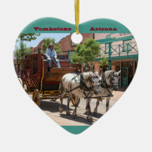 Ornament: Stagecoach Ride #3 (Heart Green) Ceramic Tree Decoration