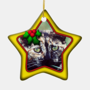 Ornament, Star, Double Sided Photo Ceramic Tree Decoration