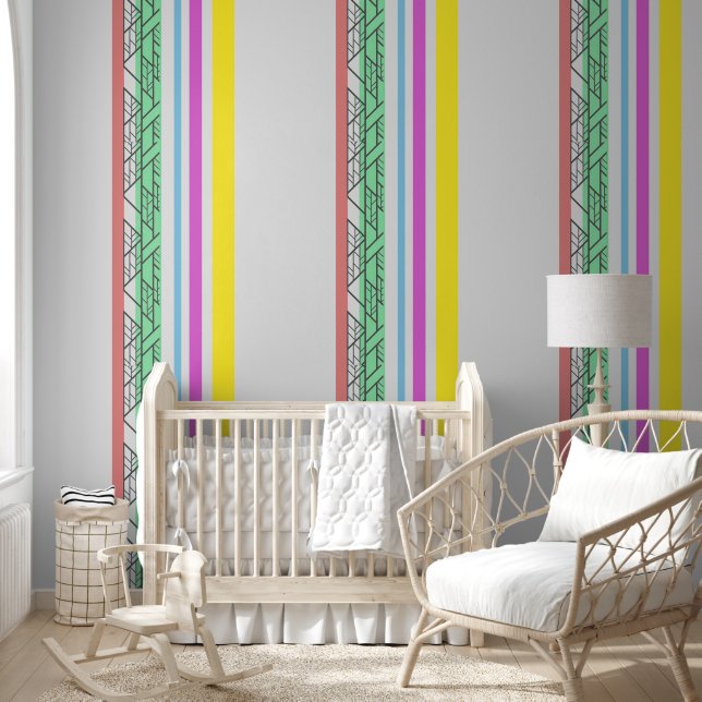 ornament strips colourful wallpaper (Kids)