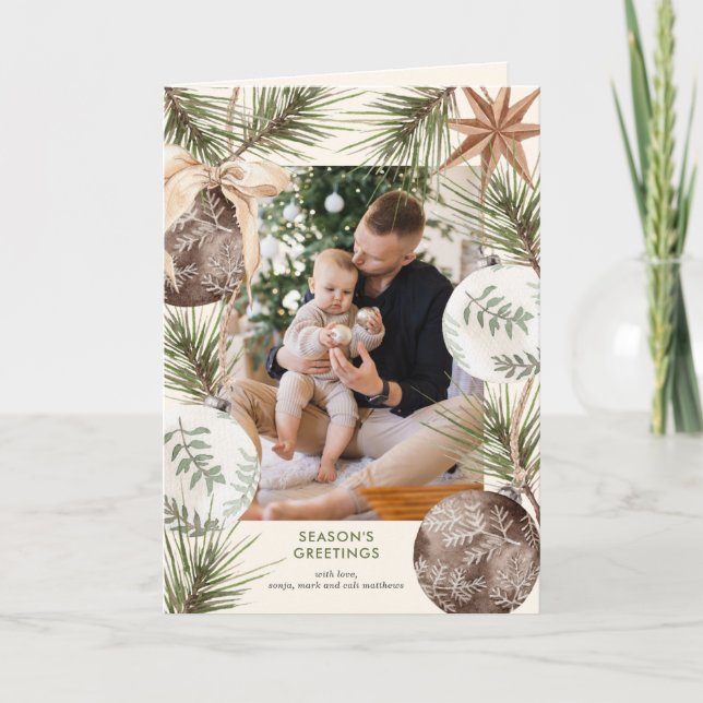 Ornament Surround Photo Holiday Card (Front)