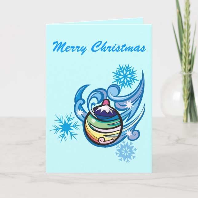 Ornament Swirls & Snowflakes - Holiday Card (Front)