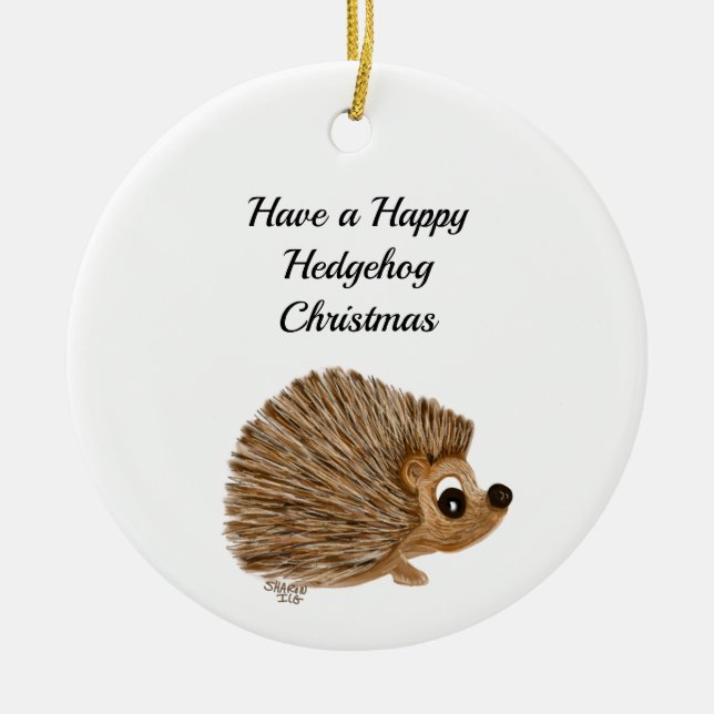 Ornament, tree decor, Hedgehog, teen gift, Ceramic Tree Decoration (Front)