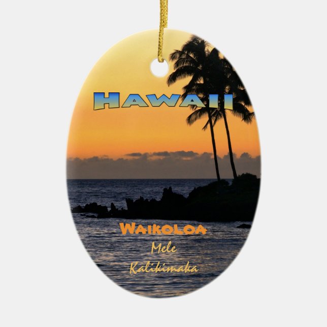 Ornament: Twilight At Waikoloa (Oval) Ceramic Tree Decoration (Front)