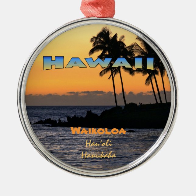 Ornament: Twilight At Waikoloa (Premium Round) Metal Tree Decoration (Front)