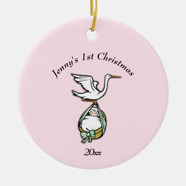 Ornament Twins a Pink and Blue Side w Names / Year (Front)