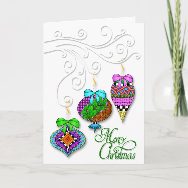 Ornament Twist with Branch Holiday Card (Front)
