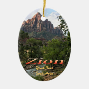 Ornament: Virgin River & Watchman 2 (Oval) Ceramic Tree Decoration