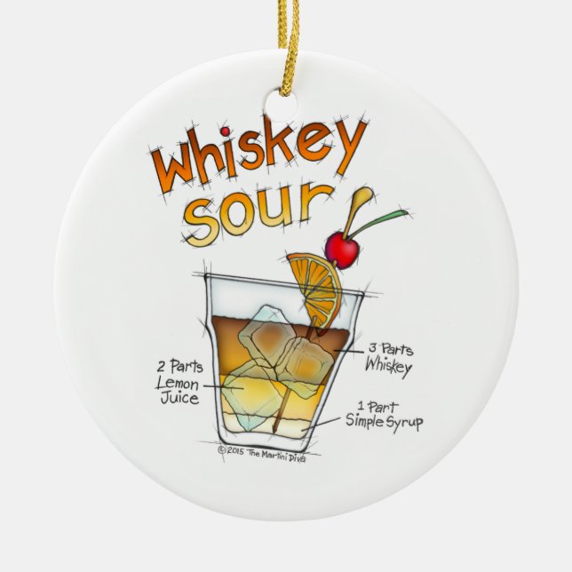 ORNAMENT - WHISKEY SOUR RECIPE COCKTAIL ART (Front)