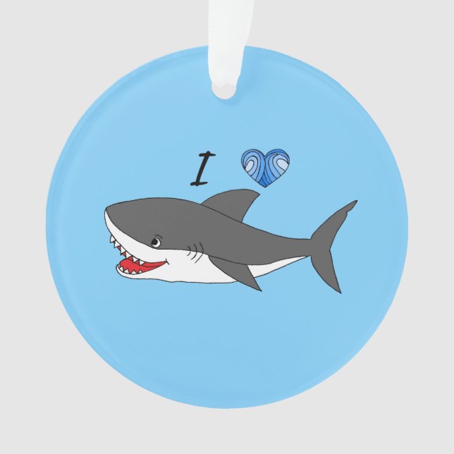 Ornament with cute I love sharks design (Front)