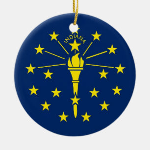 Ornament with flag of Indiana