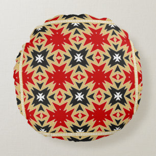 Ornament With Geometric Colourful Pattern,  Silk N Round Cushion