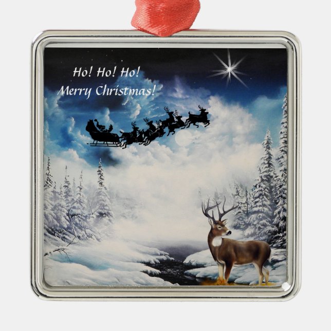 Ornament with santa reindeer and buck winter (Front)